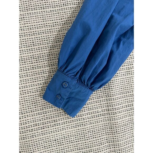 Ramy Brook Women's Large Poplin Blue Long Sleeve Collard Button Down Shirt - Picture 6 of 9